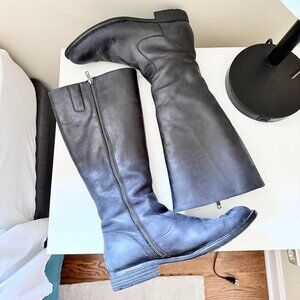 BORN Black Leather Fleece-Lined Boots (Size 10 - Wide Calf)